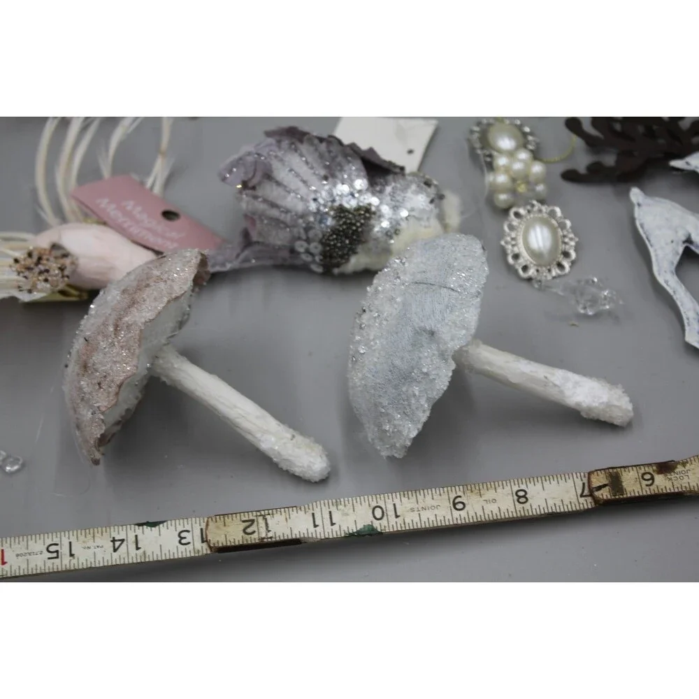 12 Pcs Mushrooms Unicorn Ornament Lot Vintage-Inspired At Home Magical Winter